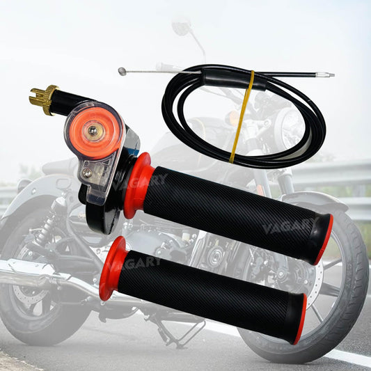 Vagary Twist Throttle Handle Grips, 48" Bent Throttle Cable Replacement for 50 110 125 150 250cc Quick Throttle Grip Handle Bar Grip for Universal for Bike