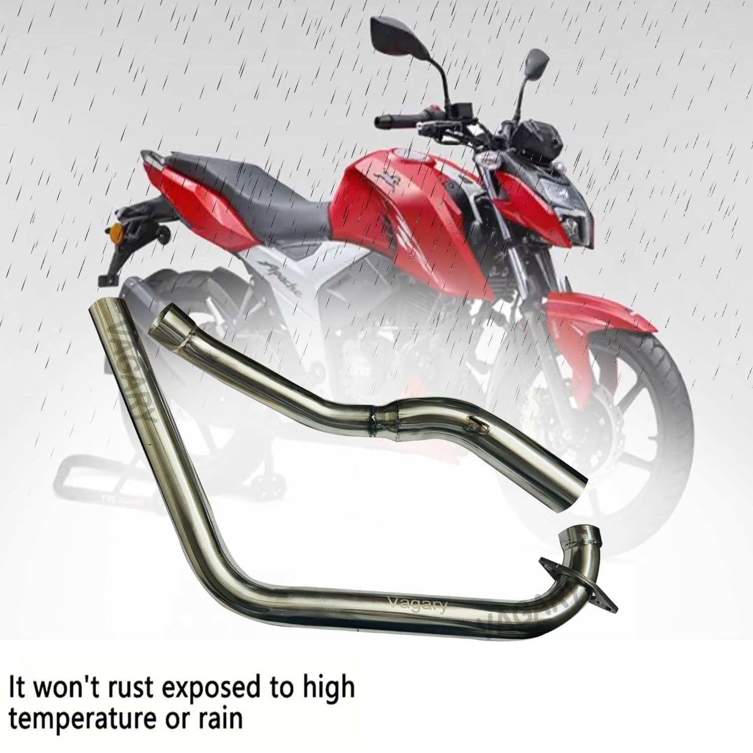 Vagary Stainless Steel High Performance Exhaust Middle Bend Pipe for TVS Apache Rtr 4V 160 Bend Pipe