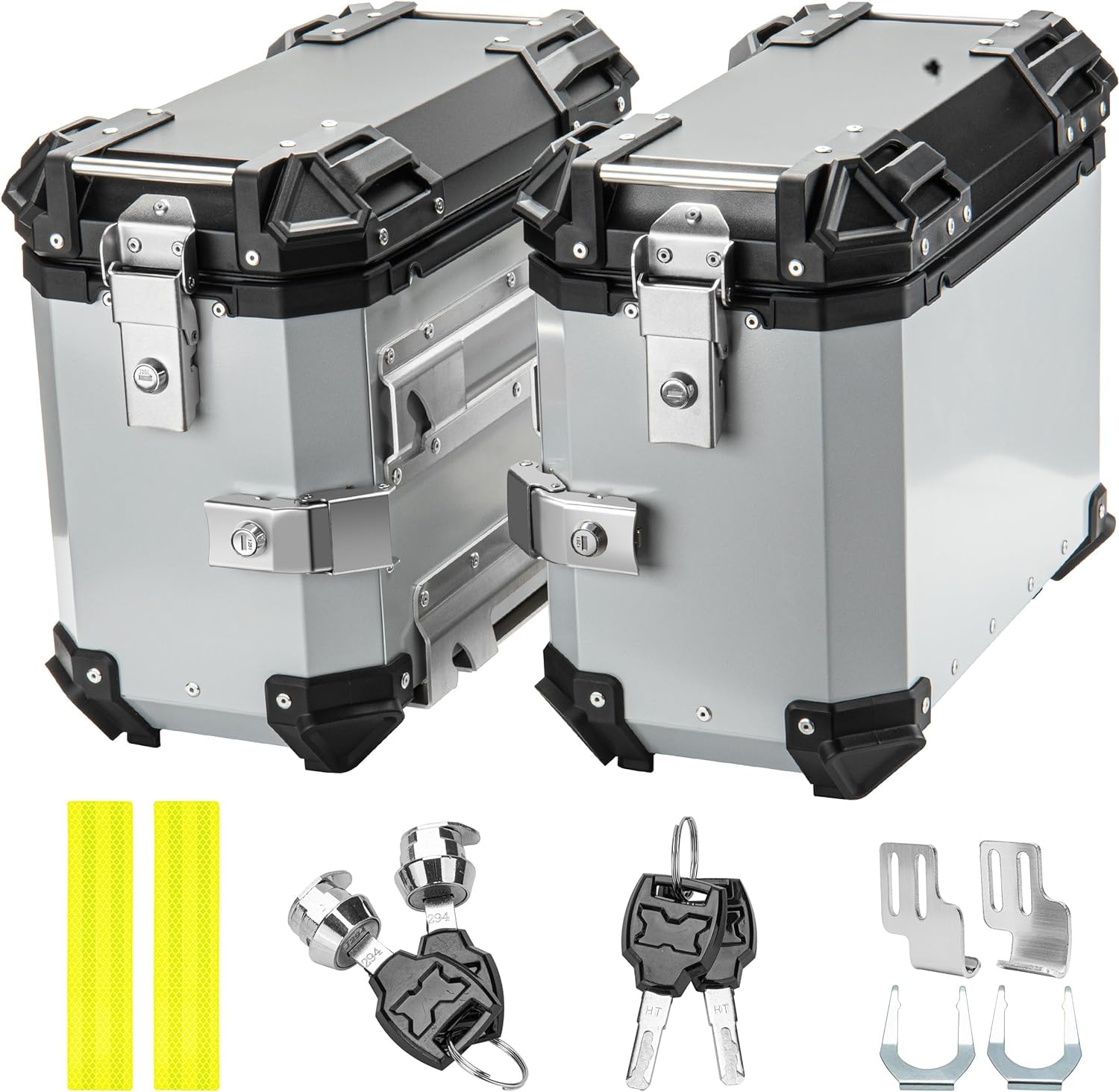 Vagary Metal Universal Motorcycle Side Box Pannier,38L Motorbike Hard Side Saddlebag Box Trunk Fit To Re Himalyan Bs6, Cassic 350, Meteor 350, Hunter 350, Ktm Adventure, Hero X-Pulse 200