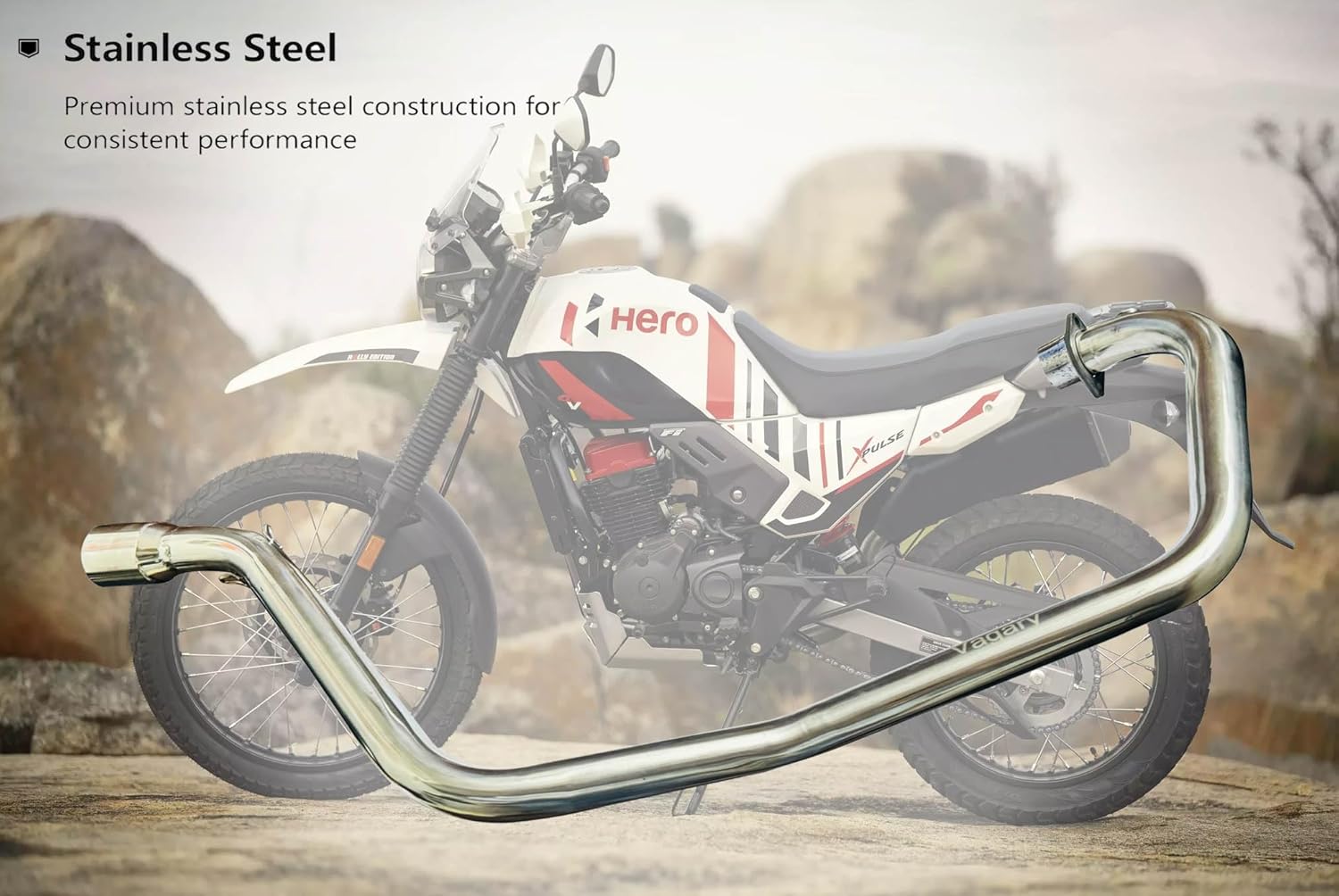 Vagary Stainless Steel High Performance Exhaust Middle Bend Pipe for Hero Xpulse 200 4V