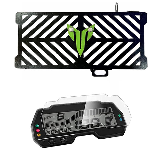 Vagary Radiator Grill with Meter Screen Guard for Yamaha MT15 (Green Logo)