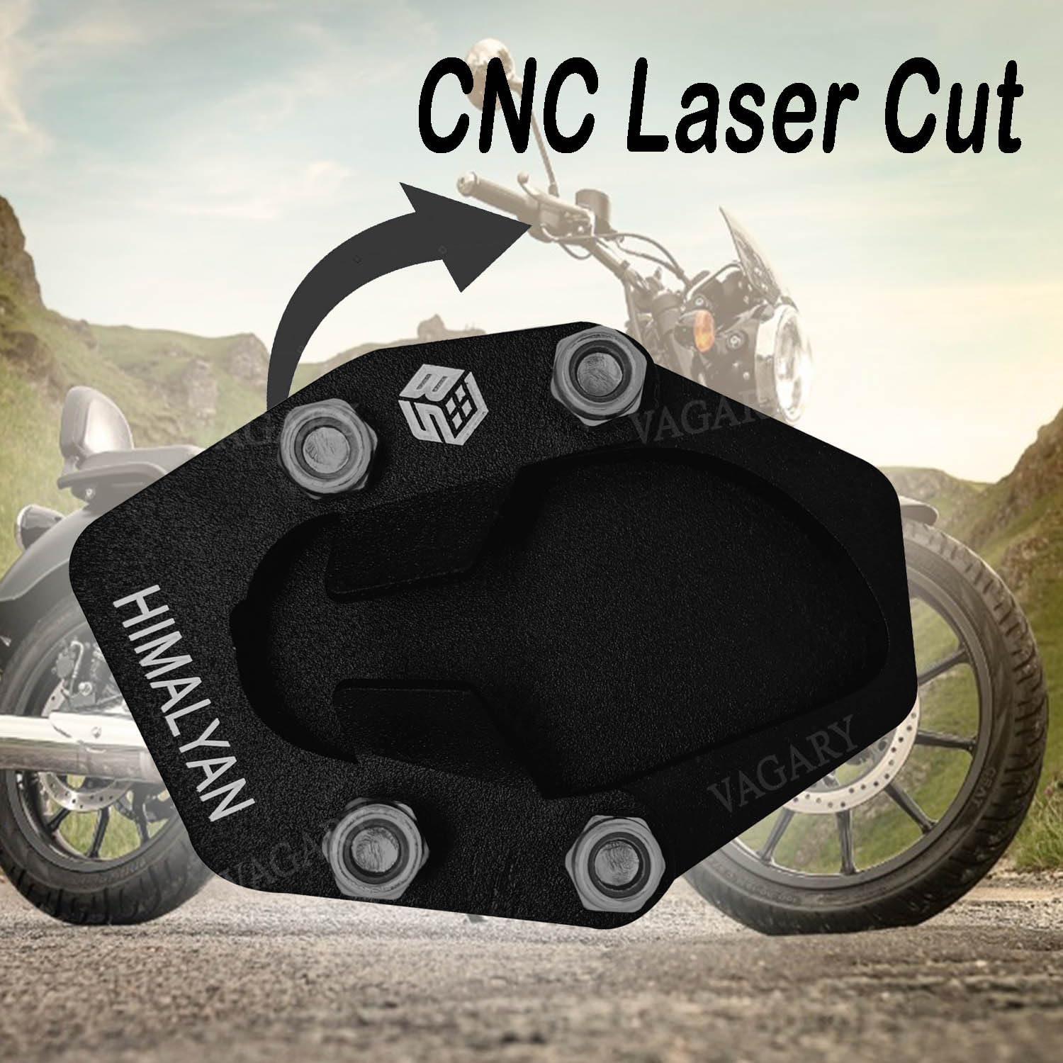 Vagary Premium Matte Black Headlight Grill With Side Stand Extender for RE Himalayan 450 (Black)
