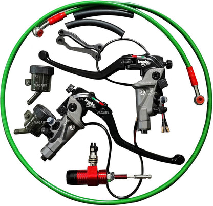 Vagary Bremboo Radial Hydraulic Painted Brake Lever Set With Hydraulic Pump And Fuel Pipe Proper Set For All Bikes,Multicolor