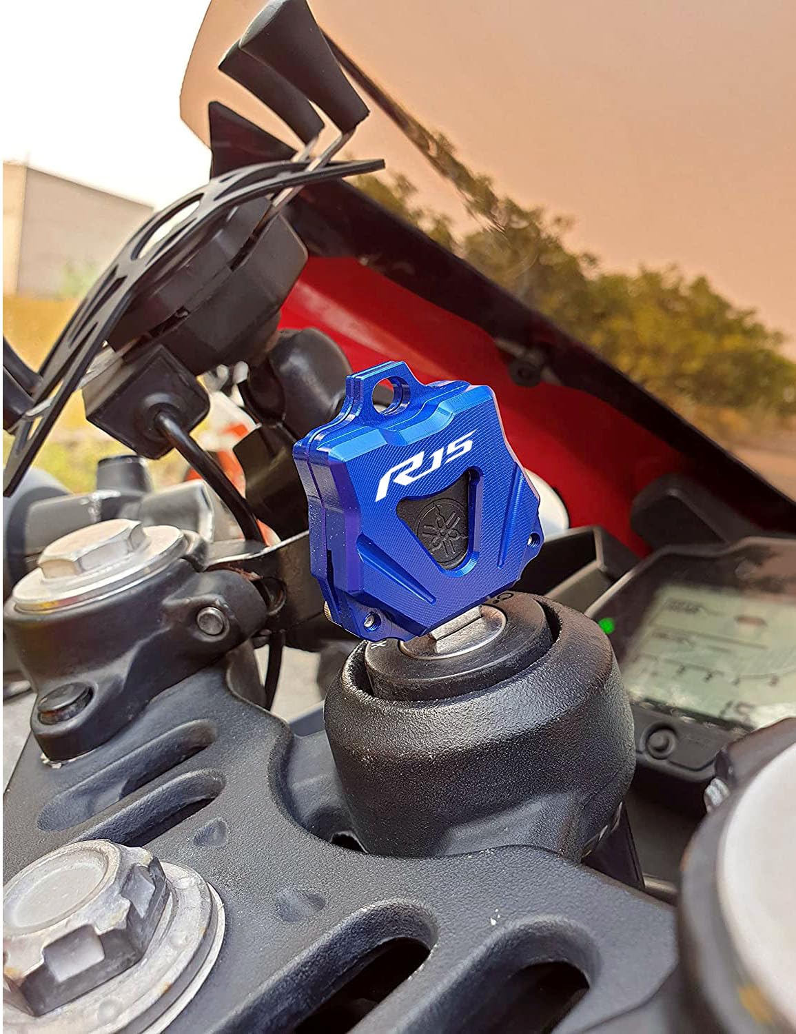Vagary CNC Alumunium Key Cover for Yamaha R15 V4 / R15M/ R15V3/ V2 (Blue)