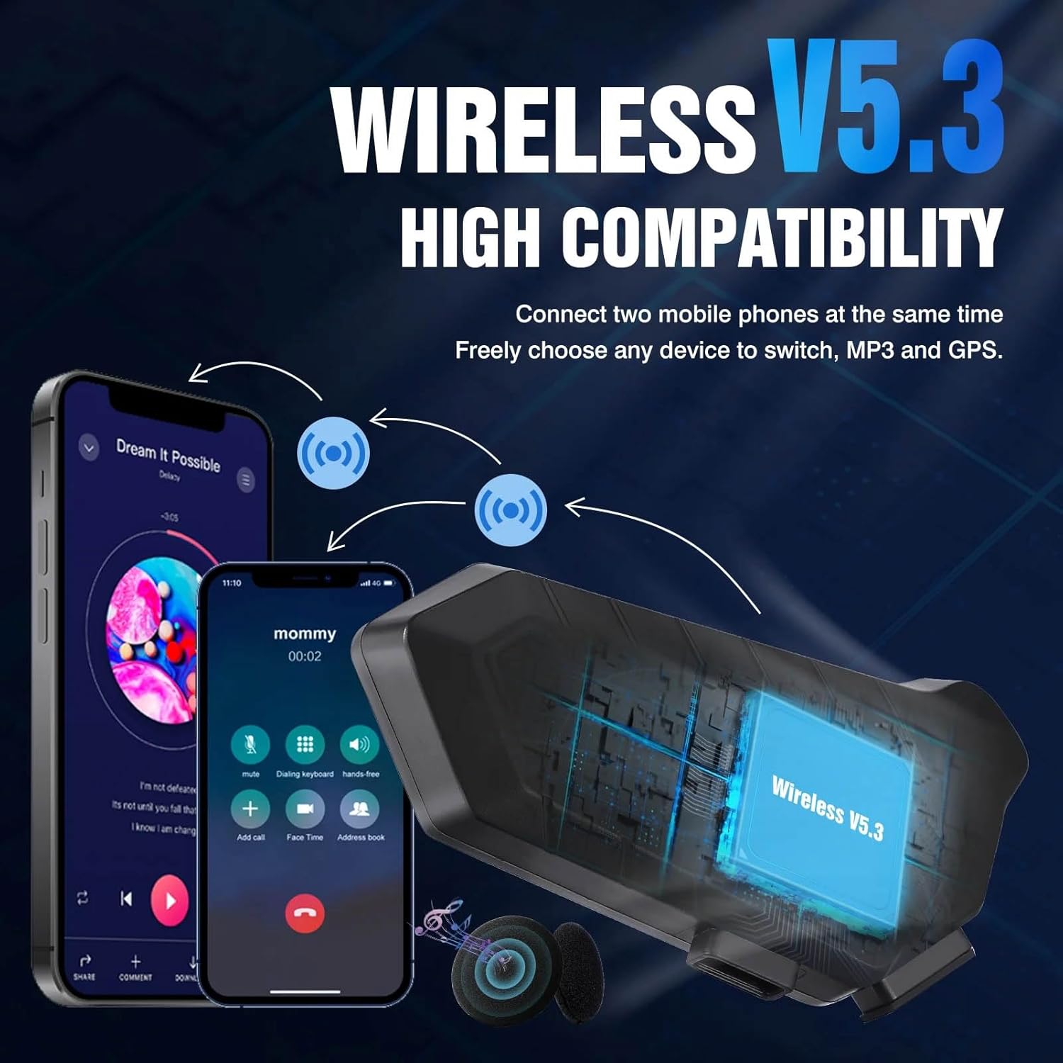 Moto X Motorcycle Helmet Bluetooth Headset with HiFi Stereo Sound,Noise Reduction,1000mAh Battery,Helmet Bluetooth Headset Speakers with RGB,IPX6 Waterproof, Handfree Easy Set up