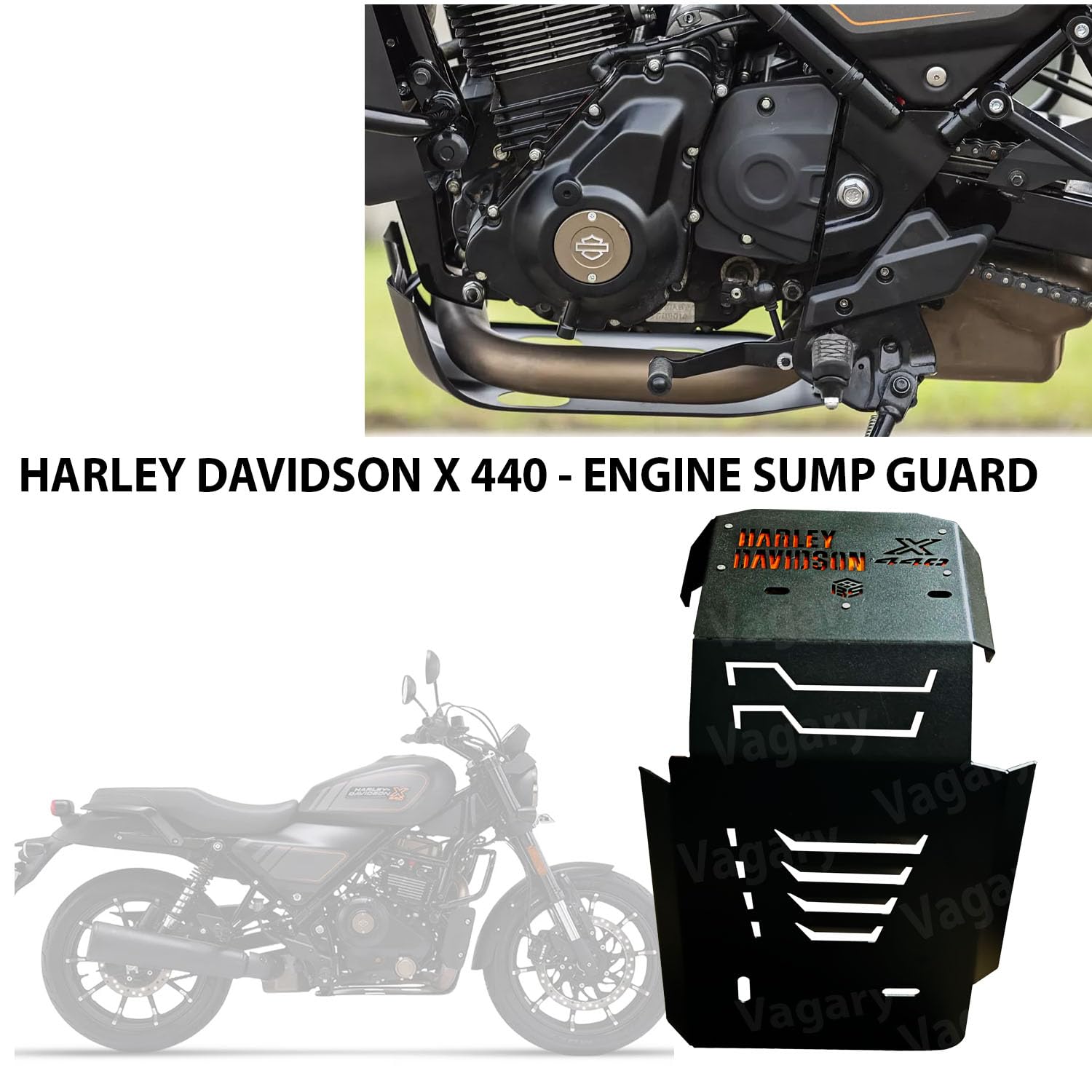 VAGARY Harley Davidson X 440 Engine Sump Guard (Black)