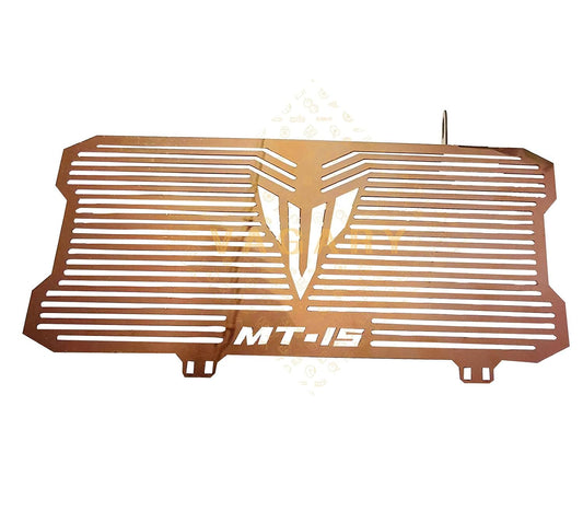 Vagary Stainless Steel Motorcycle Radiator Guard Grill for MT15 (Black) (Golden)