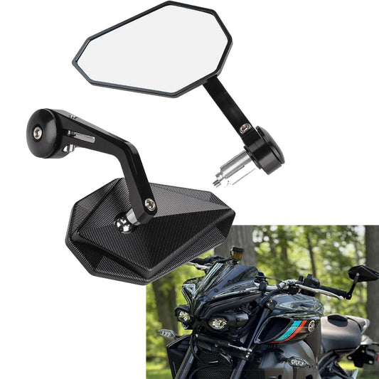 Vagary AdjustableBar End Convex Mirrors 7/8'' 22mm Handlebar Rearview Mirror Compatible with RE Bikes Meteor Hunter 350 Interceptor 650 Reborn Classic 350 Super Meteor 650 Black Aluminium Heavy