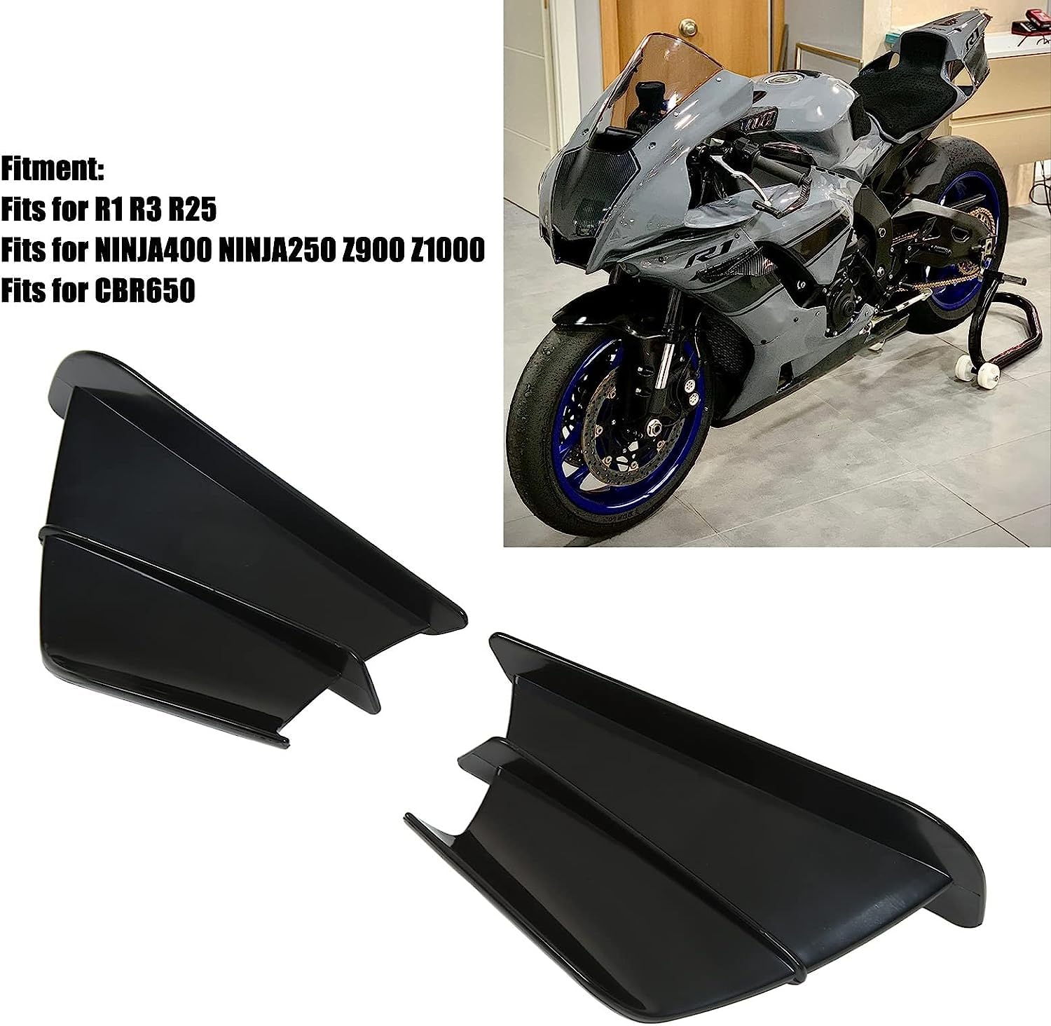Vagary Aerodynamic Winglets Bike Wings for Yamaha R15 V3/V4, Ninja 650, Honda CBR650, KTM RC 390,RC 200, RC 125 (Black)