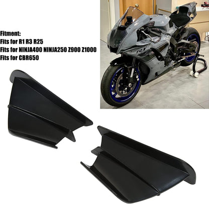 Vagary Aerodynamic Winglets Bike Wings for Yamaha R15 V3/V4, Ninja 650, Honda CBR650, KTM RC 390,RC 200, RC 125 (Black)