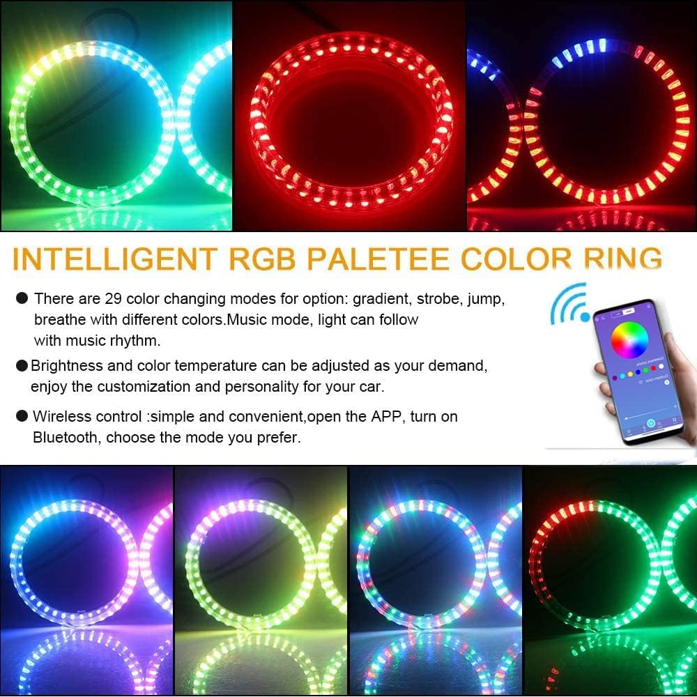 Vagary 60MM Angel Eyes Halo Ring Light for Yamaha MT 15 With RGB LED DRL Turn Signal Light APP Bluetooth Control Multi-Color