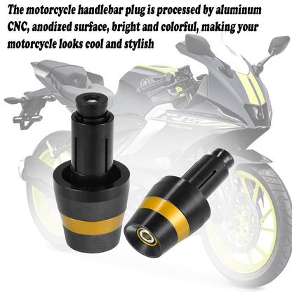 Vagary 1Pair Motorcycle Handlebar End Plugs 7/8" 22mm Universal Aluminum Alloy Handle Bar End Plugs Caps for Universal For Bike (Golden)