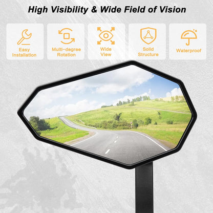 Vagary AdjustableBar End Convex Mirrors 7/8'' 22mm Handlebar Rearview Mirror Compatible with RE Bikes Meteor Hunter 350 Interceptor 650 Reborn Classic 350 Super Meteor 650 Black Aluminium Heavy
