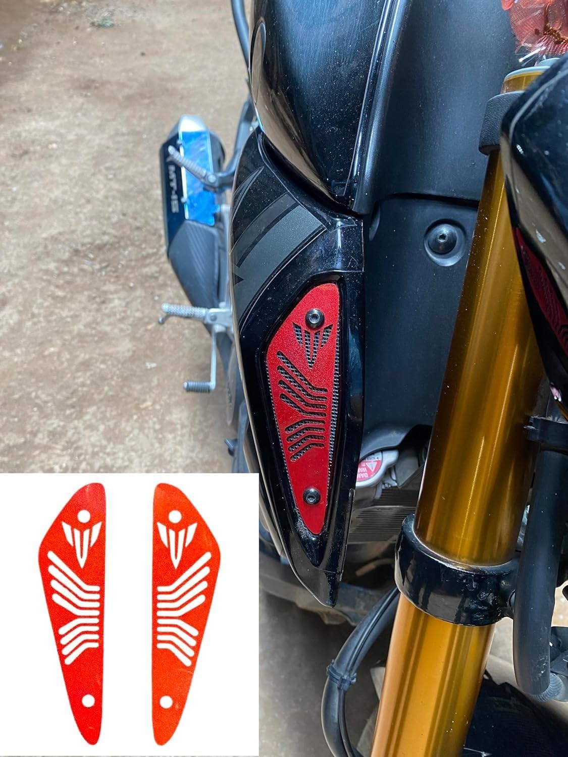 Vagary Combo of Yamaha MT 15 Accessories Radiator Grill, Air Intake, Spool Slider, Key Cover, Disc Oil Cap, Bike Side Stand Extender Suitable for MT 15 (Red)
