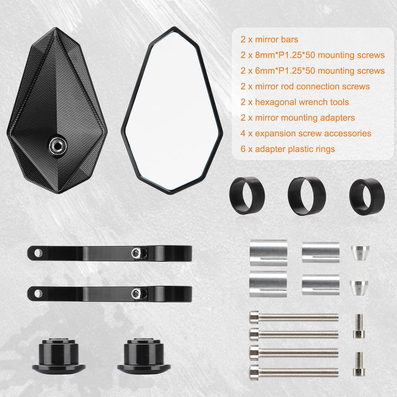 Vagary AdjustableBar End Convex Mirrors 7/8'' 22mm Handlebar Rearview Mirror Compatible with RE Bikes Meteor Hunter 350 Interceptor 650 Reborn Classic 350 Super Meteor 650 Black Aluminium Heavy