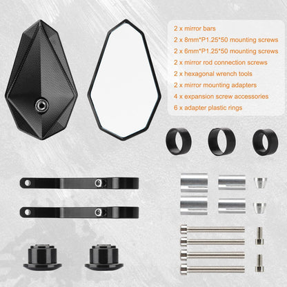 Vagary AdjustableBar End Convex Mirrors 7/8'' 22mm Handlebar Rearview Mirror Compatible with RE Bikes Meteor Hunter 350 Interceptor 650 Reborn Classic 350 Super Meteor 650 Black Aluminium Heavy