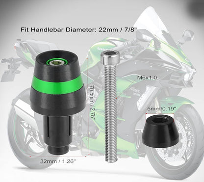 Vagary 1 Pair Motorcycle Handlebar End Plugs 7/8" 22mm Universal Aluminum Alloy Handle Bar Ends for Kawasaki Ninja 250, Ninja 300, Ninja 400, Ninja 650, Ninja 1000, Z900 (Green)