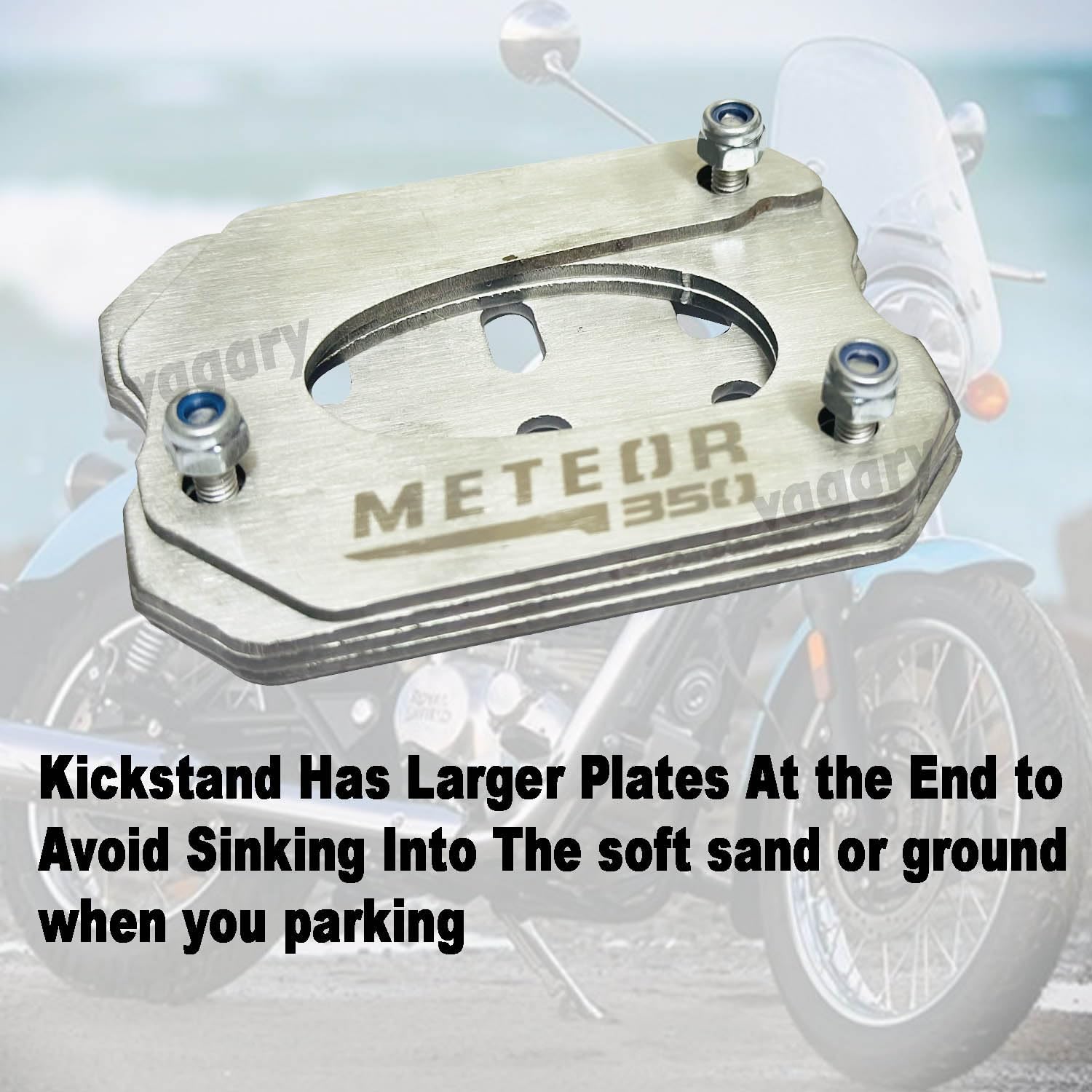 Vagary Bike Side Stand Extender for RE Meteor 350 (Silver)