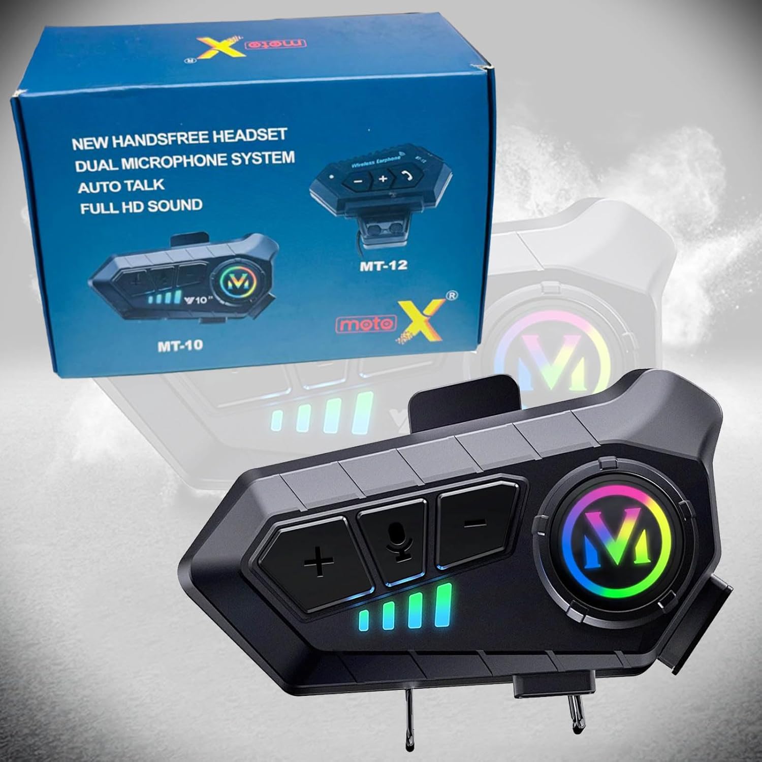 Moto X Motorcycle Helmet Bluetooth Headset with HiFi Stereo Sound,Noise Reduction,1000mAh Battery,Helmet Bluetooth Headset Speakers with RGB,IPX6 Waterproof, Handfree Easy Set up