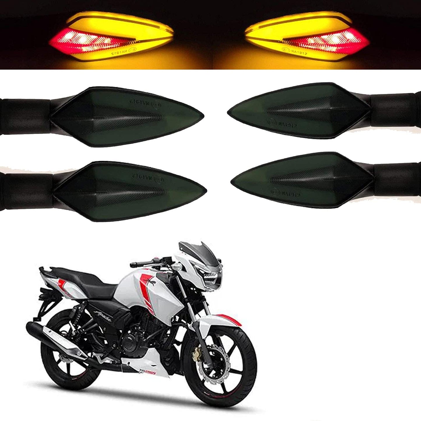 Vagary Amber Turn Signal Side Indicator Light Universal Front Rear Lamp Set 4 for TVS Apache RTR 160, LED