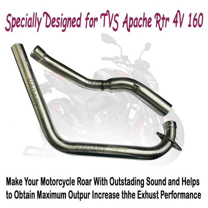 Vagary Stainless Steel High Performance Exhaust Middle Bend Pipe for TVS Apache Rtr 4V 160 Bend Pipe