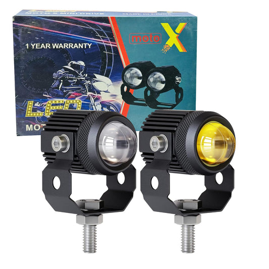 Moto X Super Bright 1 Year Warranty Original Imported Mini Two-color Small Steel Guns, Yellow And White Lights, High And Low Beams, Modified Fog Lights, Off-road Lights, Fog Light For Bikes