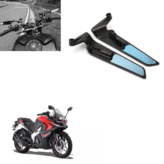 Vagary 10mm Adjustable 360° Rotating New Rearview Wing Mirrors For Bajaj Pulsar NS 200 & RS 200 (Black)