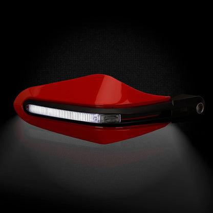 Vagary Universal Motorcycle Hand Guard with LED Indicator Light and Wind Deflector for Brake and Clutch Lever (Red)