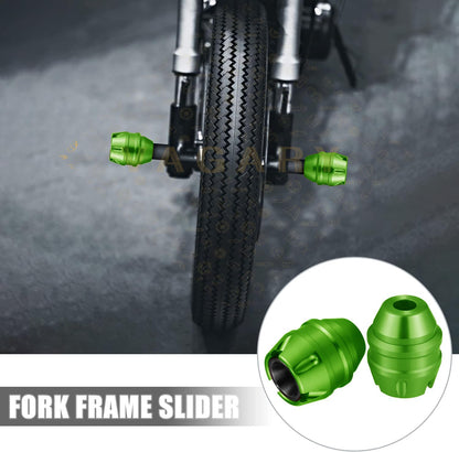 Vagary Green Anti Drop Fork Frame Slider Motorcycle Wheel Front Fork Frame Sliders for Kawasaki Z900