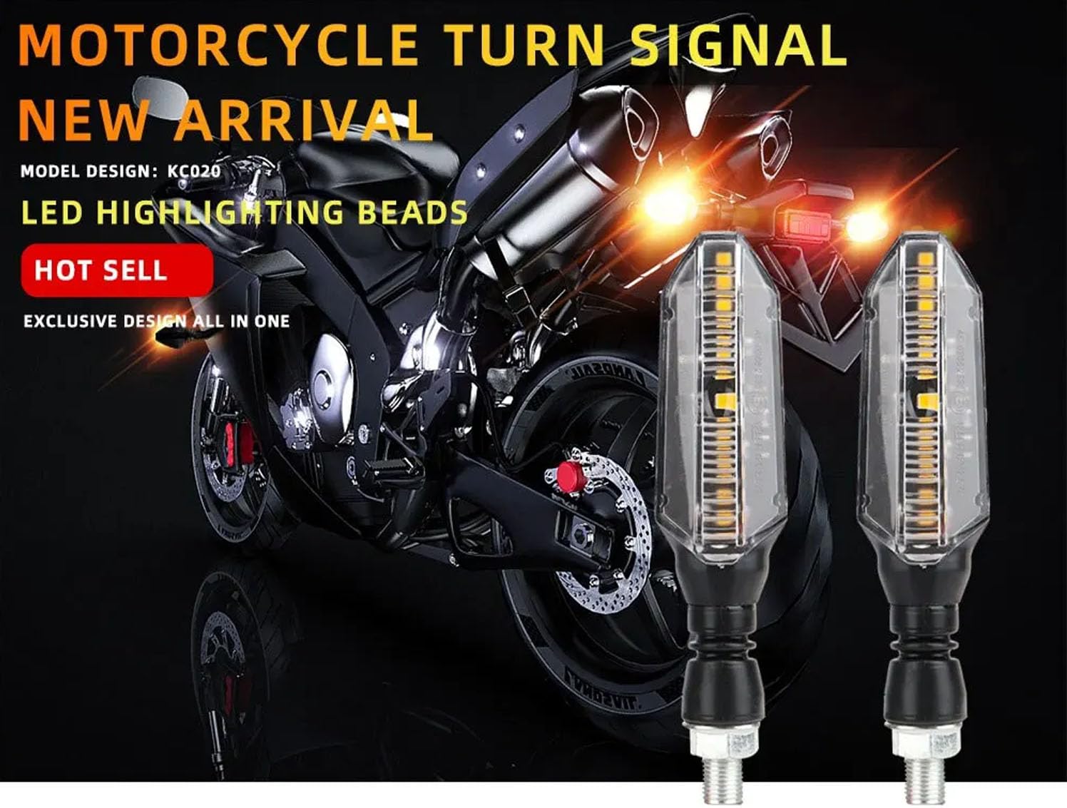 Vagary Waterproof Bright LED Indicators For Yamaha MT 15, R15 V4, R15 V3, KTM, Hero, Kawasaki Ninja, NS 200 (Yellow)