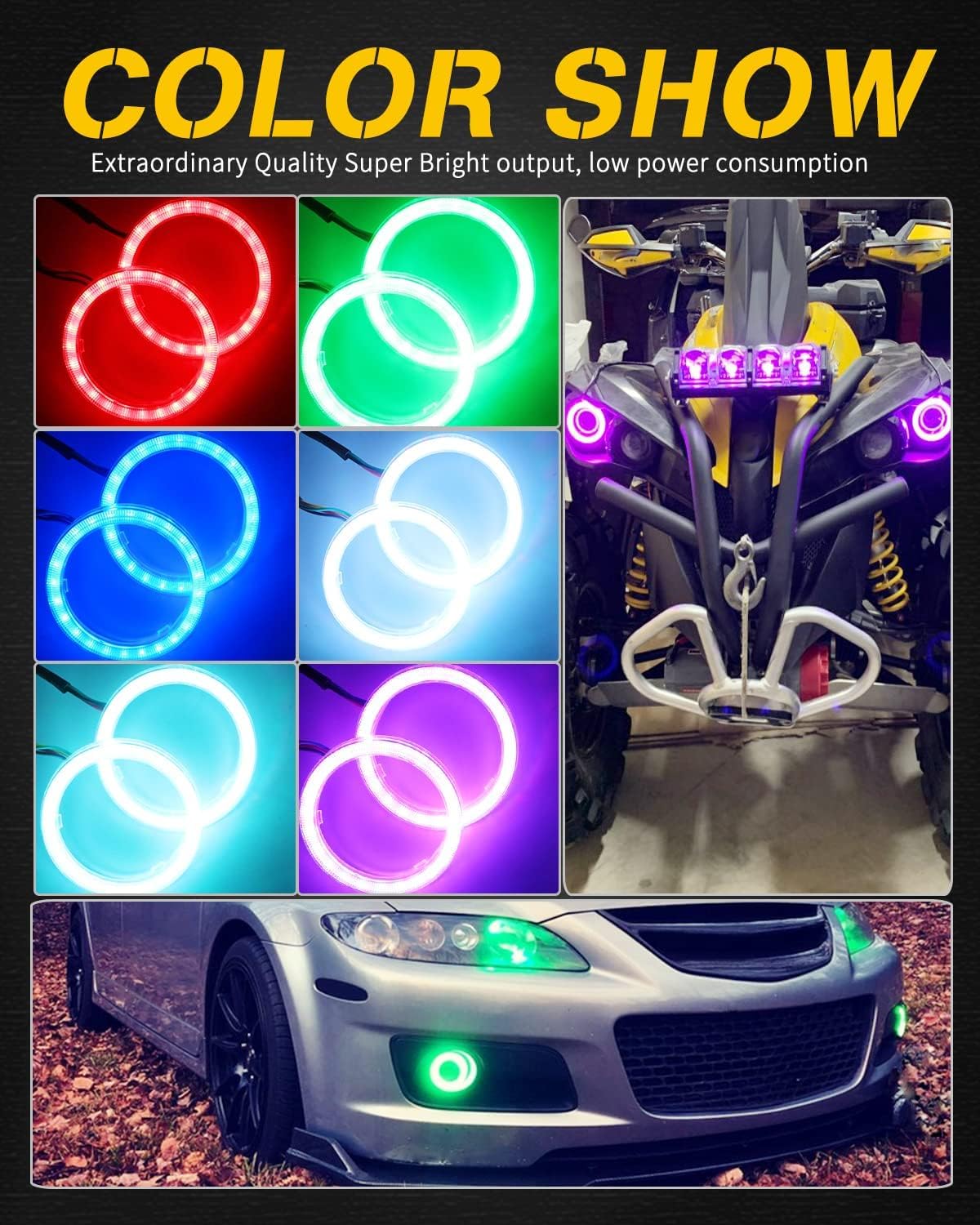 Vagary 60Mm Angel Eyes Ring Light For Headlight With App Controller (Rs 200, Ns 200, 60Mm) - Led