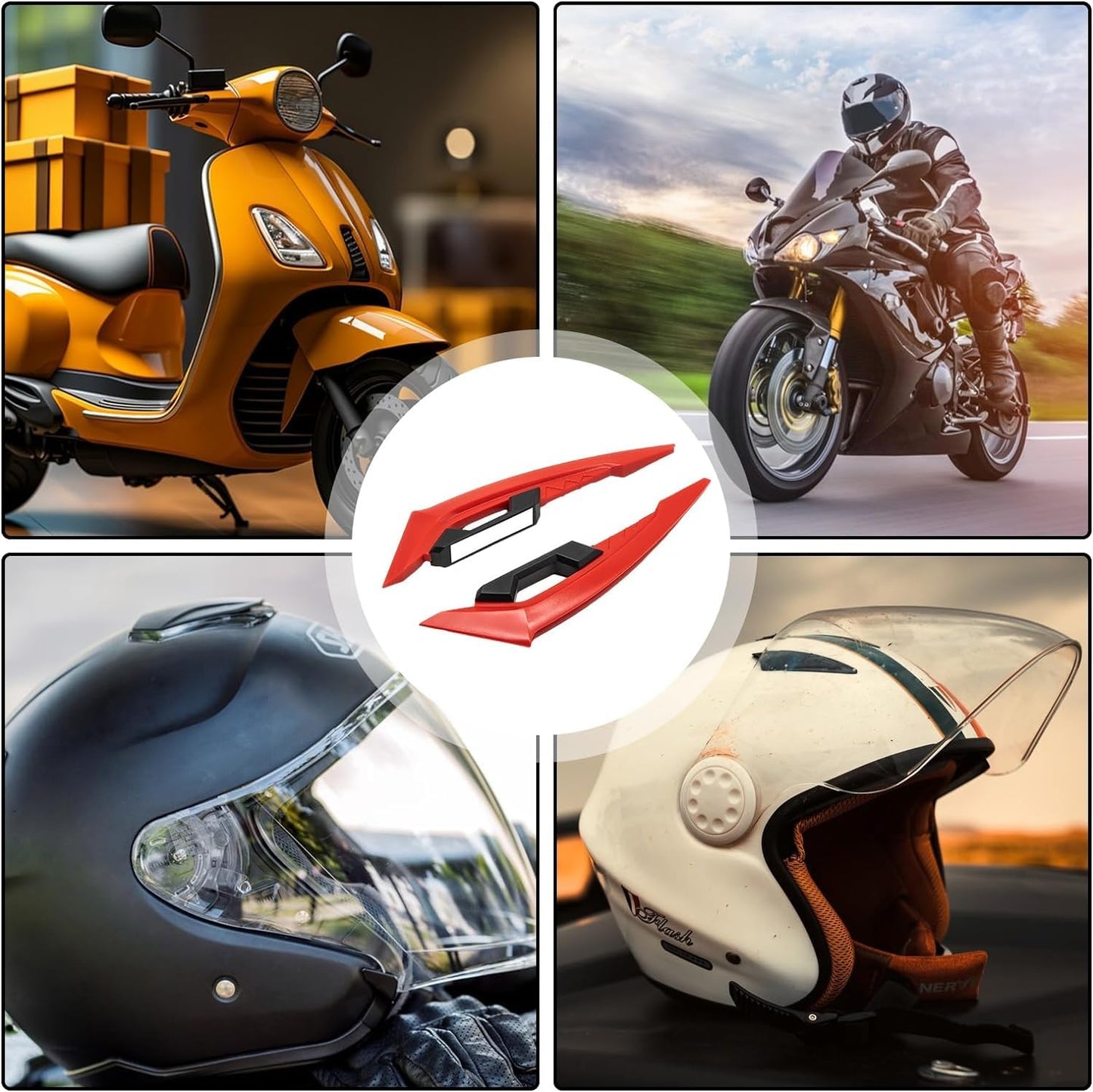 Vagary Wing Side Helmet Spoiler Aerodynamic Wing Dynamic Helmet Accessories, Helmet Punks, Helmet Wings (Red)