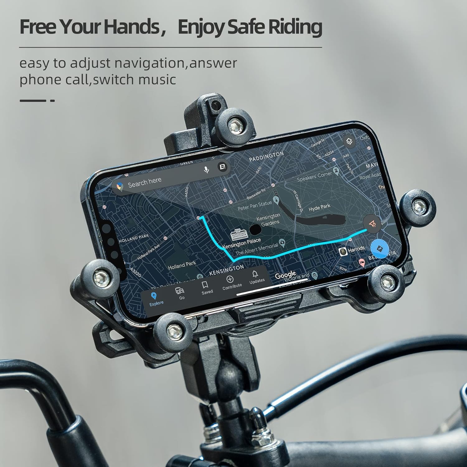 Vagary Aluminum Bike Mobile Holder Phone Mount with Vibration Dampener for B M W G 310 RR, Kawasaki Z900, ZX-10R, Kawaski Ninja 300, Interceptor 650, Himalayan Bs6, RE Hunter 350 (Black)