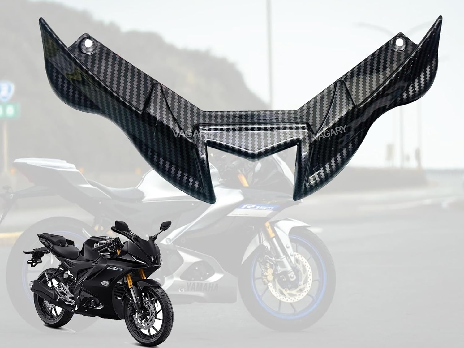 Vagary Carbon Winglet for Yamaha R15 V4/ R15 M Bike Fairing Kit (Black)