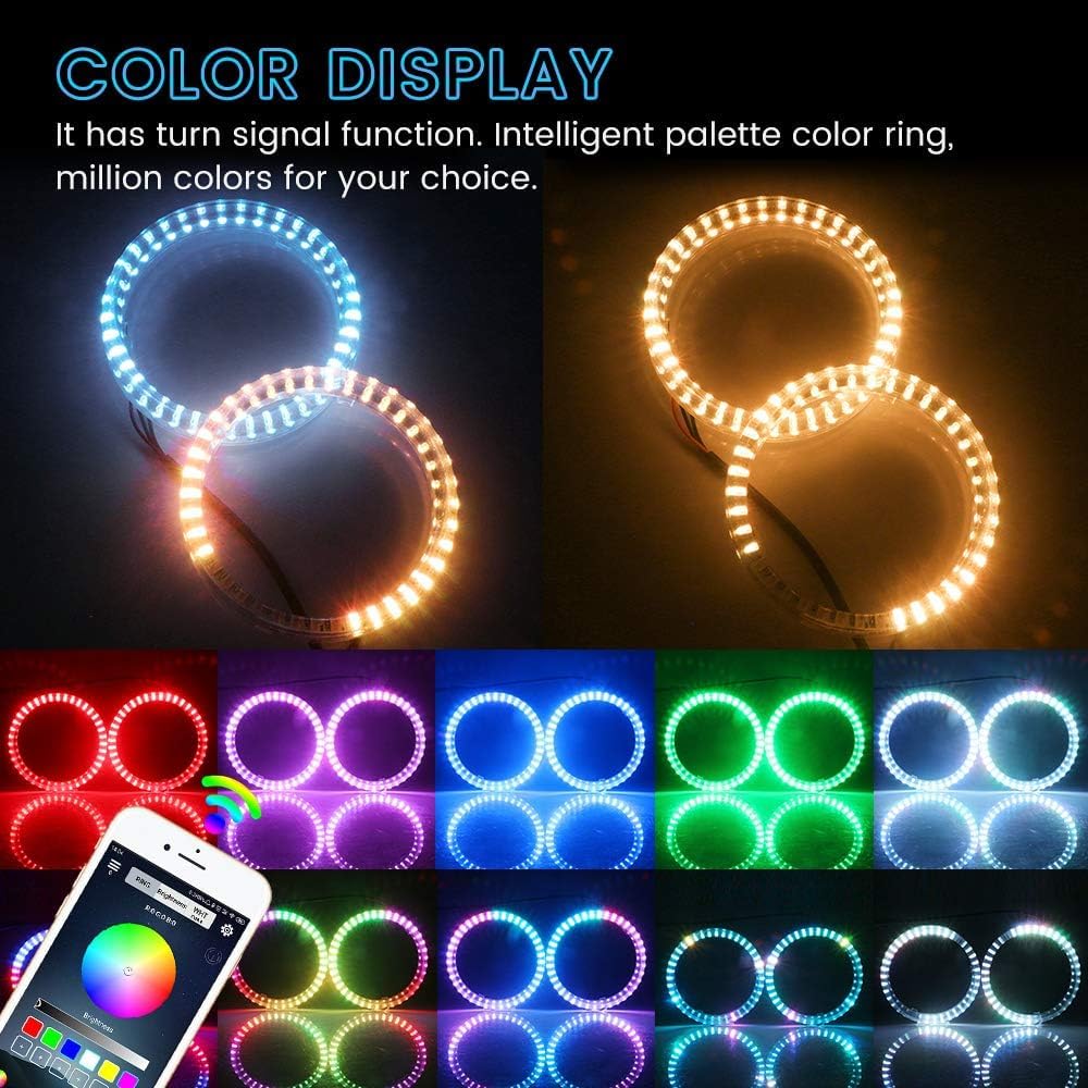 Vagary Ktm Rc Ring Light/Demon/Angel Eyes Rgb Bluetooth Ring Light Set Of 2, Led