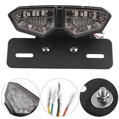 Vagary 40-LED 40W Motorcycle Tail Light Integrated Running Lamp Brake & Turn Signal Light with License Plate Bracket for Harly Motorcycle Street Bike (BLACK BODY)