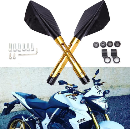 Vagary Rear View Mirror CNC Aluminum Handlebar Side Mirrors for Universal Motorbike Street Sport Dirt Bike (Golden)