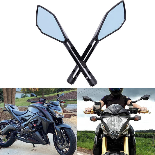 Vagary Rear View Mirror CNC Aluminum Handlebar Side Mirrors for Universal Motorbike Street Sport Dirt Bike (Black)