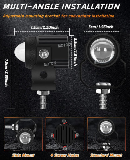 Moto X Super Bright 1 Year Warranty Original Imported Mini Two-color Small Steel Guns, Yellow And White Lights, High And Low Beams, Modified Fog Lights, Off-road Lights, Fog Light For Bikes